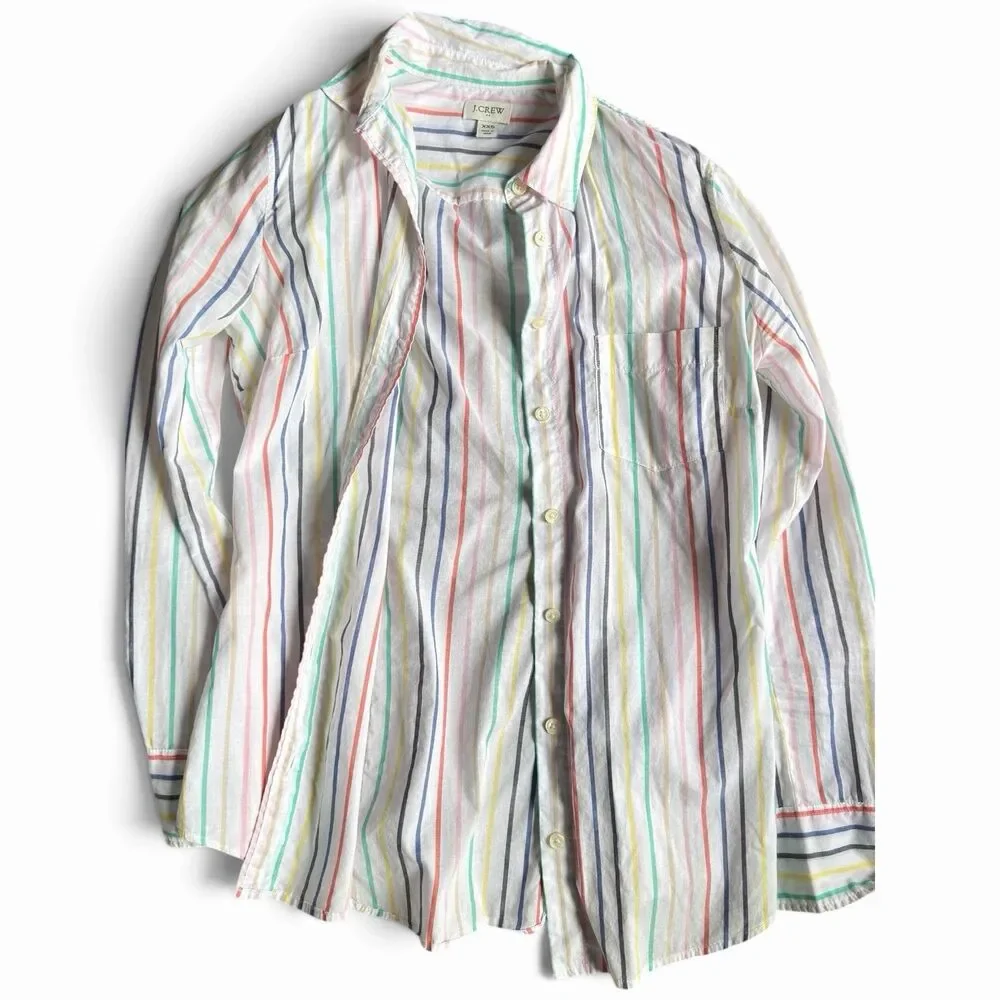 J.CREW Pastel Striped Plaid Long Sleeve Button Up XXS